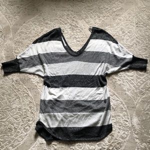 Striped EXPRESS sparkly button up back sweater